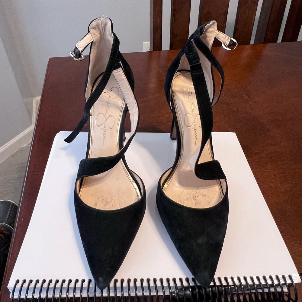 Jessica Simpson wrap around black heels